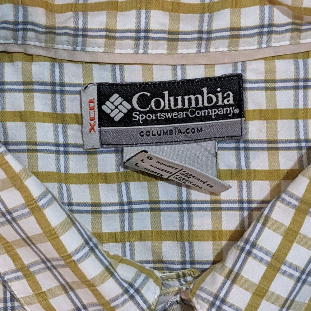 Columbia Sportswear Gold & Blue Plaid Shirt Size L Preowned - Picture 4 of 4